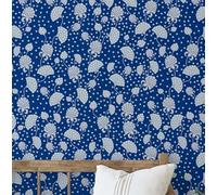 S4Sassy Oriental Floral Vine Wallpaper - Blue Asian Style Wall Covering, 25" x 240" Self-Adhesive Textured Vinyl Walls Paper, Decorative Wall Wrap, Easy DIY Walls Covering for Bedroom, Living Room