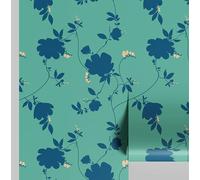 S4Sassy Peel and Stick Wall Covering, Botanical Flower Print Removable Walls Wrap -Green Instant Makeover Wall Mural for Bathroom, Laundry Room - Self-Adhesive Wallpaper Vinyl -25"x60" inch