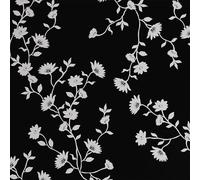 S4Sassy Peel and Stick Wall Covering, Flower Vine Print Removable Walls Wrap -Black Instant Makeover Wall Mural for Bathroom, Laundry Room, Closet Interior- Self-Adhesive Wallpaper Vinyl -25"x360"