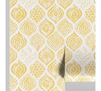 S4Sassy Peel and Stick Wall Covering, Paisley Print Removable Vinyl Wallwrap - Modern Wall Mural, Yellow Instant Walls Makeover Wallpaper for Bedroom, Bathroom, Laundry Room - 25"x240" inch