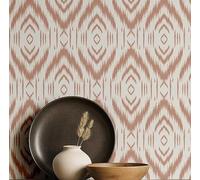 S4Sassy Peel and Stick Wall Covering, Tribal Ikat Print Removable Vinyl Wallwrap - Modern Wall Mural, Pink Instant Walls Makeover Wallpaper for Bedroom, Bathroom, Laundry Room - 25"x360" inch