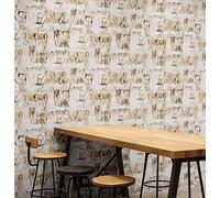 S4Sassy Peel and Stick Wall Covering, Typography Graffiti Print Removable Vinyl Wallwrap- Modern Wall Mural, Mustard Instant Walls Makeover Wallpaper for Bedroom, Bathroom, Laundry Room- 25"x240" inch