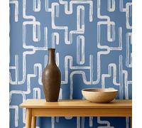 S4Sassy Peel & Stick Textured Vinyl Wallpaper, Urban Chic Geometric Maze Print Contact Paper Waterproof - Blue, 25"x60", Removable Modern Wall Covering for Home Decor in Bedrooms & Living Areas