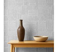 S4Sassy Peel & Stick Textured Vinyl Wallpaper, Urban Chic Stripe Patch Print Contact Paper Waterproof - Gray, 25"x60", Removable Modern Wall Covering for Home Decor in Bedrooms & Living Areas