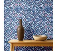 S4Sassy Peel & Stick Textured Vinyl Wallpaper, Urban Chic Tile Lattice Print Contact Paper Waterproof - Blue, 25"x360", Removable Modern Wall Covering for Home Decor in Bedrooms & Living Areas