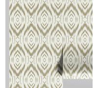 S4Sassy Peel & Stick Textured Vinyl Wallpaper, Urban Chic Tribal Ikat Print Contact Paper Waterproof - Green, 25"x60", Removable Modern Wall Covering for Home Decor in Bedrooms & Living Areas