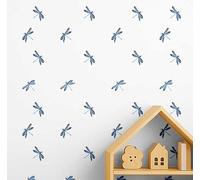 S4Sassy Peel & Stick Vinyl Wallpaper, Chic Dragonfly Print Wallpaper Contact Paper Waterproof - Blue, 25"x120",Removable Wall Covering for Kids Room Wall Decor, Baby Room, Playroom