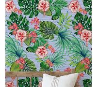 S4Sassy Peel & Stick Vinyl Wallpaper, Chic Hibiscus Bloom Wallpaper Contact Paper Waterproof- Blue, 25"x120", Textured Finish, Removable Wall Covering for Home Decor in Bedrooms, Renter Space, Cabinet
