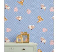 S4Sassy Peel & Stick Vinyl Wallpaper, Farm Animal Print Wallpaper Contact Paper Waterproof - Blue, 25"x120",Textured Finish, Removable Walls Covering for Kids Room Wall Decor, Baby Room, Playroom