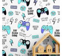 S4Sassy Peel & Stick Vinyl Wallpaper, Gaming Print Wallpaper Contact Paper Waterproof - Blue, 25"X 120", Removable Walls Covering for Kids Room Wall Decor, Baby Room, Playroom