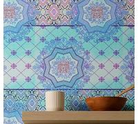S4Sassy Peel & Stick Vinyl Wallpaper, Geometric Wallpaper Contact Paper Waterproof - Blue, 25"x120",Textured Finish, Removable Wall Covering for Bedroom, Living Room, Entryways