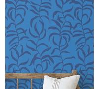 S4Sassy Peel & Stick Vinyl Wallpaper, Leaf Vine Botanical Print Wallpaper Contact Paper Waterproof - Blue, 25"x120", Textured Finish, Removable Walls Covering for Living Room, Entryway, Kitchen