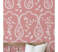 S4Sassy Peel & Stick Vinyl Wallpaper, Trellis Floral Wall Paper Contact Paper Waterproof - Pink, 25"x360", Textured Finish, Removable Asian Style Covering for Home Decor in Bedrooms & Living Areas