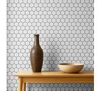 S4Sassy Peel & Stick Vinyl Wallpaper, Urban Chic Honeycomb Hexagon Print Contact Paper Waterproof - White, 25"x120", Removable Modern Wall Covering for Home Decor in Bedrooms & Living Areas