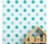 S4Sassy Polka Dot Print Wallpaper - Turquoise Wall Covering, 25" x 240" Self-Adhesive Textured Vinyl Wall Paper, Easy DIY Walls Covering for Kids Bedroom, Kid's Room Wall Decor, Playroom Wallpaper