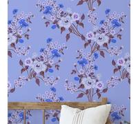 S4Sassy Removable Nature-Inspired Waterproof Wall Wrap, Textured Finish Wallcover, Bloom Cluster Print Contact Paper for Walls, Cabinets, Dresser, Self Adhesive Vinyl Wallpaper Roll- Blue (25"x360")