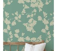 S4Sassy Removable Nature-Inspired Waterproof Wall Wrap, Textured Finish Wallcover, Blossom Print Contact Paper for Walls, Cabinets, Dresser, Self Adhesive Vinyl Wallpaper Roll- Green (25"x360" inch)