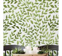 S4Sassy Removable Nature-Inspired Waterproof Wall Wrap, Textured Finish Wallcover, Red & Grey Botanical Print Contact Paper for Walls, Cabinets, Self Adhesive Vinyl Wallpaper Roll- Green (25"x120")