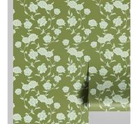 S4Sassy Removable Nature-Inspired Waterproof Wall Wrap, Wallcover, Gardenia Vine Print Contact Paper for Walls, Cabinets, Dresser, Self Adhesive Vinyl Wallpaper Roll- Green (25"x60" inch)