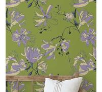 S4Sassy Removable Nature-Inspired Waterproof Wall Wrap, Wallcover, Magnolia Bloom Print Contact Paper for Walls, Cabinets, Dresser, Self Adhesive Vinyl Wallpaper Roll- Green (25"x360" inch)