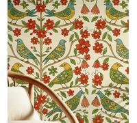 S4Sassy Removable Nature-Inspired Waterproof Wall Wrap, Wallcover, Pastel Bird & Floral Pattern Contact Paper for Walls, Cabinets, Self Adhesive Vinyl Wallpaper Roll - Green (25"x360")