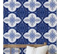 S4Sassy Removable Waterproof Wall Wrap, Mosaic Tile Wallcover, Mosaic Tile Print Contact Paper for Backsplash, Kitchen, Self Adhesive Vinyl Wallpaper Roll, DIY Home Decor - Blue - 25"x60" inch
