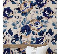 S4Sassy Self-Stick Decorative Wallpaper, Rose Garden Print Wall Paper, Textured Vinyl Waterproof Contact Paper, Blue, 25"x120"inch Removable Renter Friendly Wall Covering for Bedroom, Dining Room