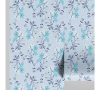 S4Sassy Self-Stick Decorative Wallpaper, Rustic Leafy Print Wall Paper, Textured Vinyl Waterproof Contact Paper, Blue, 25"x120"inch Removable Renter Friendly Wall Covering for Bedroom, Dining Room