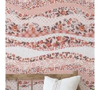S4Sassy Vintage Floral Patchwork Wallpaper - Peach Bohemian Wall Covering, 25" x 120" Self-Adhesive Textured Vinyl Walls Paper, Decorative Wall Wrap, Easy DIY Walls Covering for Bedroom, Cabinets