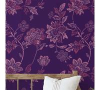 S4Sassy Vintage Floral Wallpaper- Purple Wall Covering,25" x 360" Self-Adhesive Textured Vinyl Walls Paper, Wall Wrap, Easy DIY Walls Covering For Farmhouse Bedroom, Living Room, Cabinet, Living Space