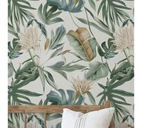 S4Sassy Vintage Jungle Leaf Wallpaper - Green Wall Covering, 25" X 360" Self-Adhesive Textured Vinyl Wallpaper, Decorative Wallwrap, Easy DIY Wall Covering for Bedroom, Living Room, Living Space