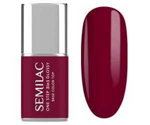 S570 Semilac UV Nail Polish 3-in-1 One Step Glossy Dark Raspberry 7 ml - Dark Red UV Gel Nail Polish Long-Lasting Shine Reinforced Nails