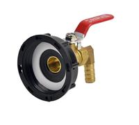 S60 to 6/8/10/12/16mm Hose Barb Connector, Brass Ball Valve IBC Tank-90 Degree Angle Elbow Union Brass Fitting Water/Fuel(8mm)