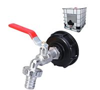S60X6 IBC 1000L Basin Tap with Watering Hose Adapter, Garden Tap for Rain Water Recovery (3/4" Alloy Adapter)
