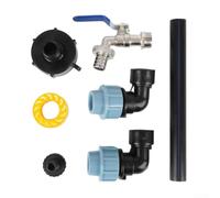 S60X6 IBC Tank Gooseneck Spout 34 Inch Plastic Tap Brass Connector Easy Install For 1000L Rain Garden Irrigation Water Collection Outdoor Black 25cm 6