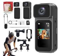 S80 Mini Action Camera, 2.7K Portable Vlogging Camera, 180° Rotating Lens,Wearable Small Body Magnetic Hands-Free POV Camcorder for Skiing Riding Motorcycle Pet Walking Vlogging (Black 128G)