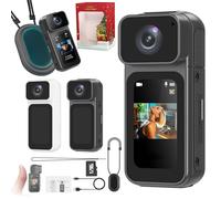 S80 Mini Action Camera, 2.7K Portable Vlogging Camera, 180° Rotating Lens,Wearable Small Body Magnetic Hands-Free POV Camcorder for Skiing Motorcycle Pet Walking Vlogging (Black 128G)