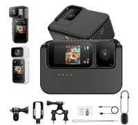 S80 Mini Action Camera with Charging Dock, 2.7K Portable Vlogging Camera, Wearable Small Body Magnetic Hands-Free POV Camcorder for Skiing and Riding Motorcycle Pet Walking Vlogging (Black 64G)