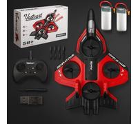 S83 2025 Upgraded EPP Foam RC Airplane with LED Lights, 2.4GHz Remote, One-Key Takeoff/Landing, Altitude Hold, 2 Batteries, Extra Propellers & USB Charger - Beginner Fixed-Wing Aircraft (Red)