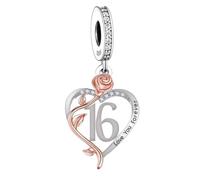 S925 Birthday Number Love Forever Pendant | Number Bead Fit for Pandora Bracelet, 16th