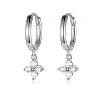 S925 Drop Hoop Earrings for Women Shiny Zircon Four Leaf Ear Rings Party Party Weddings s