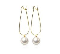 S925 Earrings, Ladies Fashion Shell Beads Synthetic Pearl Earrings with Long Personality en