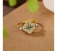 s925 earrings -plated inlaid hetian jade earrings ring pendant set birthday valentine's day gift