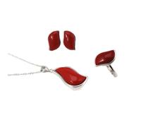 S925 Fashion Sterling Silver Necklace Opening Ring Loops Set Jewelry Women's Leaves Turquoise Red Classic Retro Charm Creative Gift, LJBLEUSK