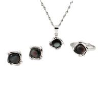 S925 Fashion Sterling Silver Necklace Opening Ring Loops Set Women's Jewelry Shell Round Black Classic Retro Charm Creative Gift, LJBLEUSK