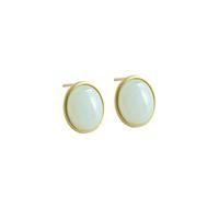 S925 Inlaid Jade and White Jade Earrings, Women's Plain Circle Gilded Fashion Earrings for Mothers White Jade Earrings, 925