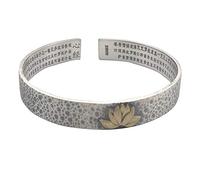 S925 Ladies Vintage Silver Bracelet Matte Heart Sutra Creative Carving Luxury Temperament Personality Gift Chinese Classic