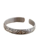 S925 Ladies Vintage Silver Bracelet Open Relief 3D Matte Flower Vine Creative Carving Luxury Temperament Personality Gift Chinese Classic