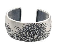 S925 Ladies Vintage Silver Bracelet Open Relief 3D Peony Creative Carving Luxury Temperament Personality Gift Chinese Classic
