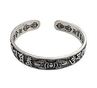 S925 Ladies Vintage Silver Bracelet Relief Buddhist Artifacts Creative Carving Luxury Temperament Personality Gift Chinese Classic